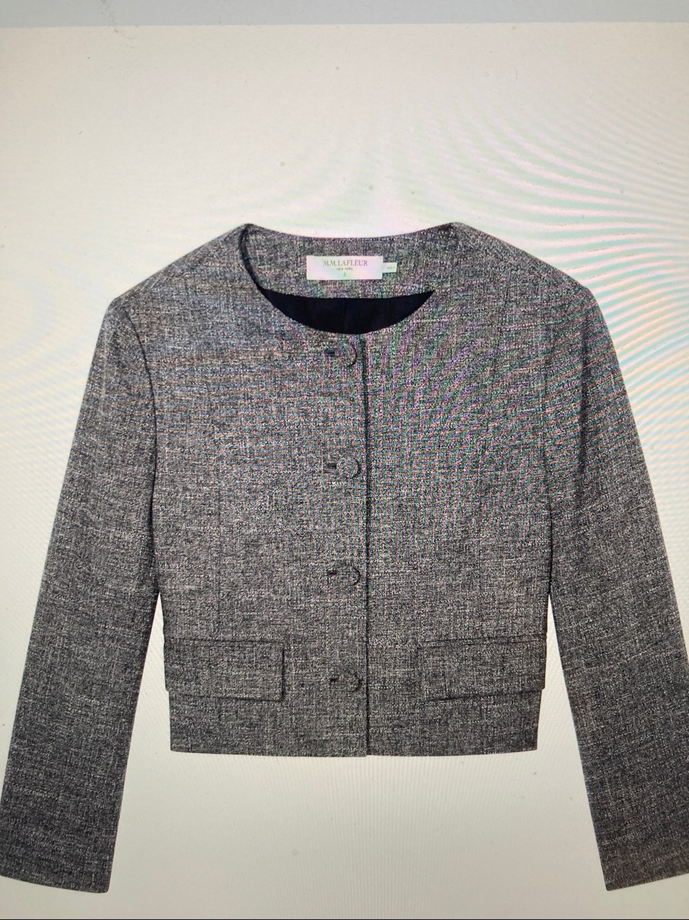 MM Lafleur Aniya Gray Tweed Cropped Blazer